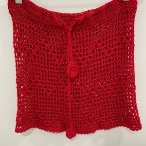 Red Crochet Knit Tank Top